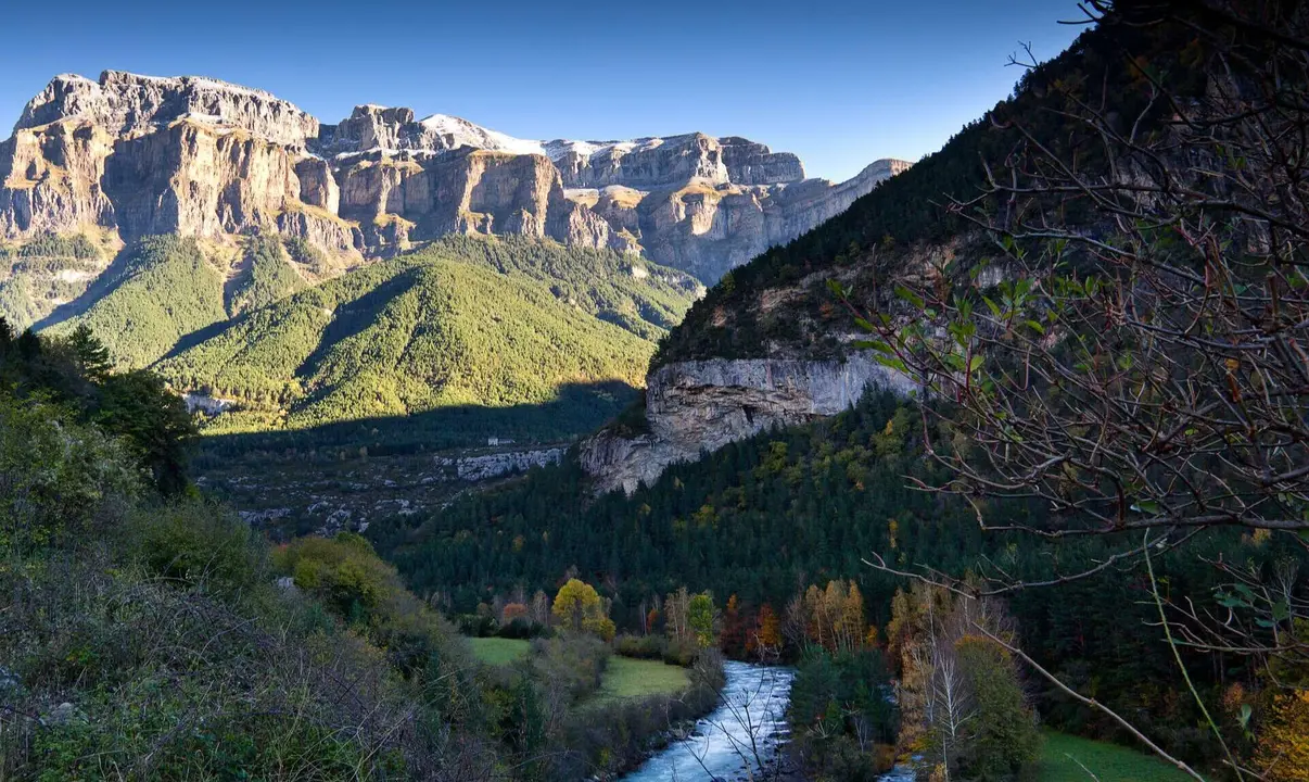 Autumn landscape in Ordesa National Park, Pyrenees, Huesca, Aragon, Spain