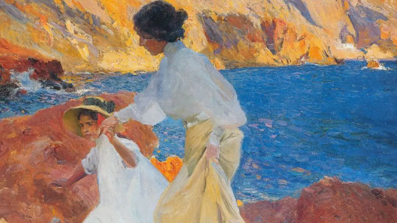 Clotilde y Elena en las rocas de J&aacute;vea, Sorolla. | Wikimedia