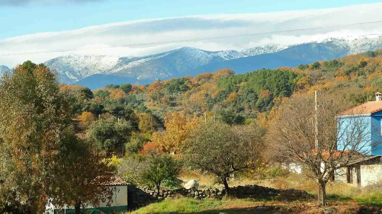 the Sierra de Gredos from Candeleda, Avila, Spain,
