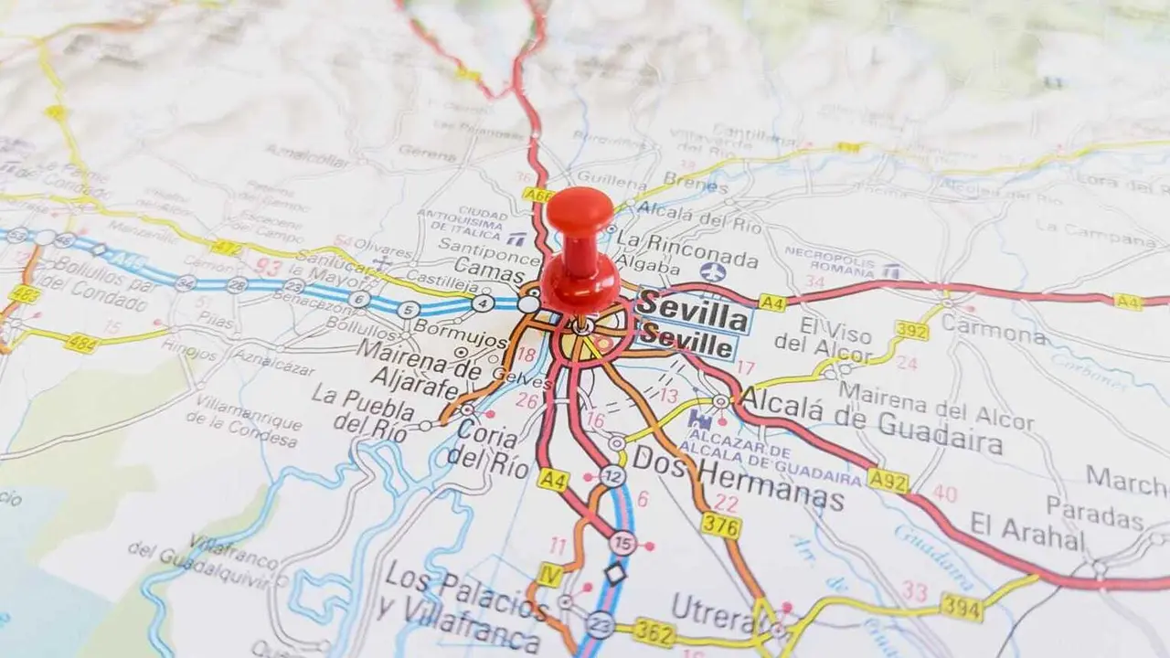 http://www.dreamstime.com/royalty-free-stock-photography-red-pin-stuck-map-seville-spain-stud-pinned-thumb-tack-pushed-board-location-adventure-exploring-sightseeing-image285750167