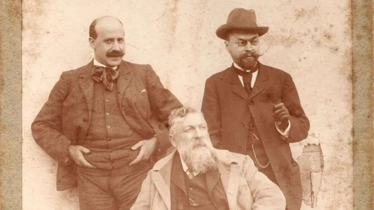 Rodin, Zuloaga y Shchukin durante su viaje en 1905, Fototeca Archivo Fundaci&oacute;n Zuloaga.