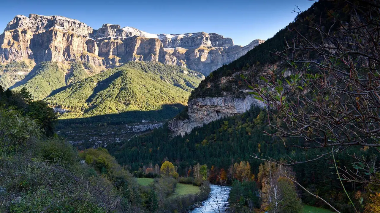 Autumn landscape in Ordesa National Park, Pyrenees, Huesca, Aragon, Spain