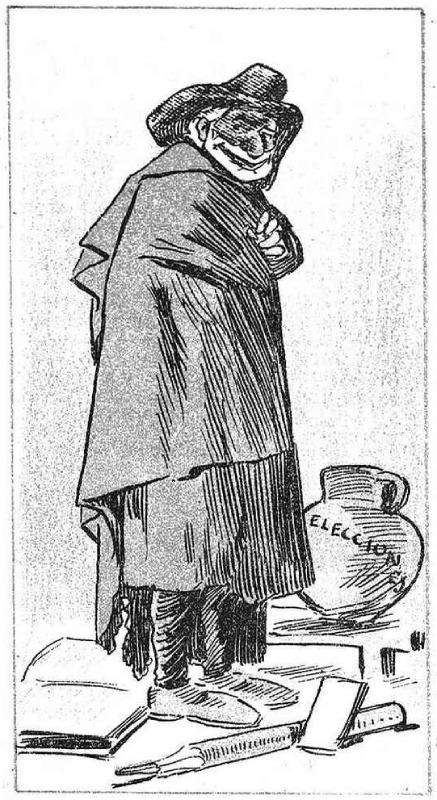 Caricatura de Sagasta y los pucherazos
