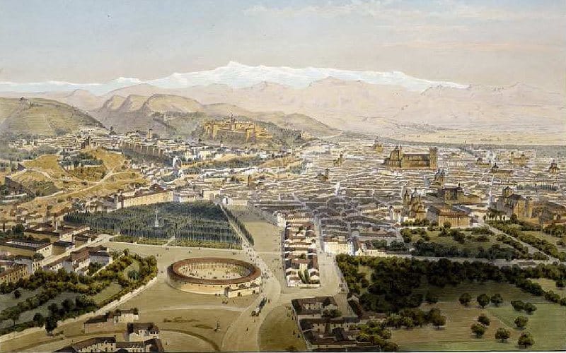 Litografía que muestra la Real Maestranza