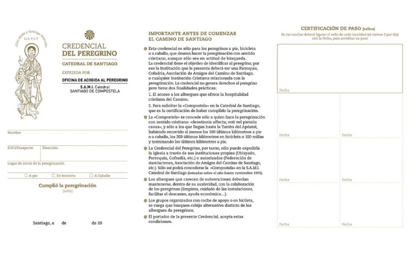 Interior de la actual Credencial del peregrino