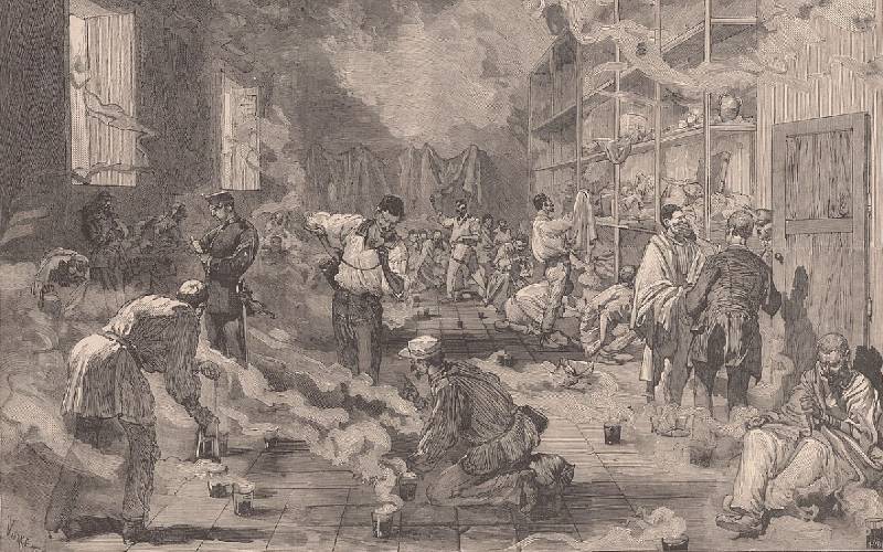 Ilustración de las fumigaciones por la fiebre amarilla en Leganés