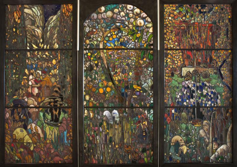 Tríptico vitral "La Poza Azul" de Joaquim Mir