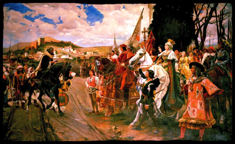 Detalle de la Rendición de Granada de Francisco Padilla