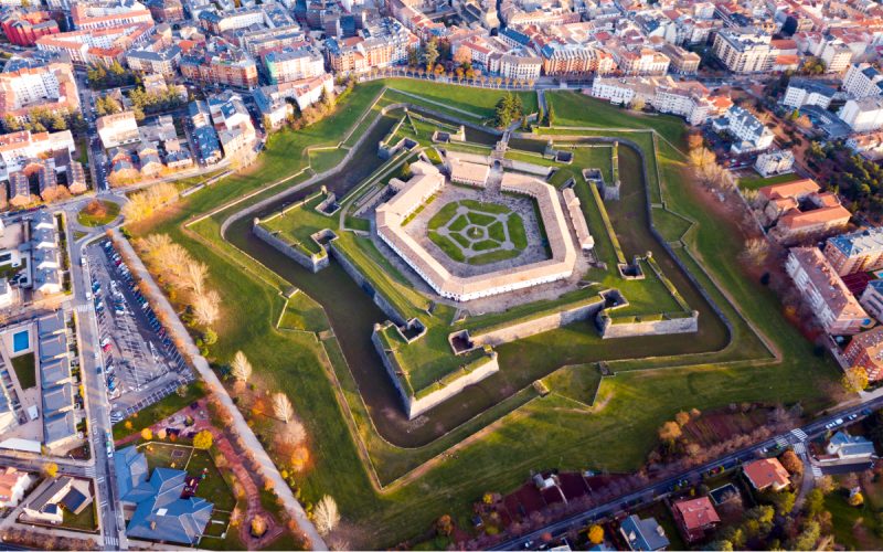 Vista aérea de la ciudadela de Jaca o Castillo de San Pedro