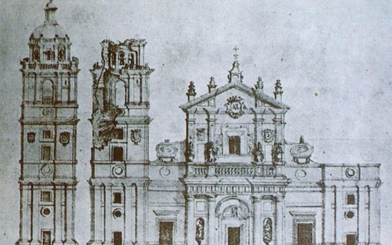Dibujo del derrumbe catedral