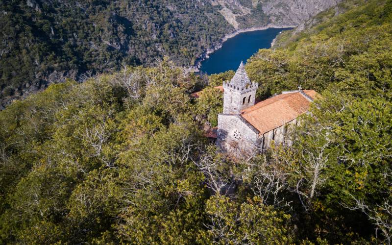 Vista área del Monasterio de Santa Cristina de Ribas de Sil