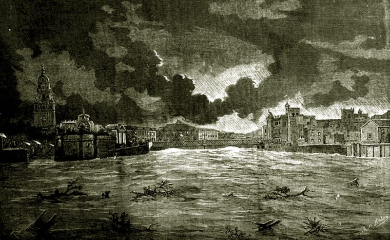Grabado de la Riada de Santa Teresa