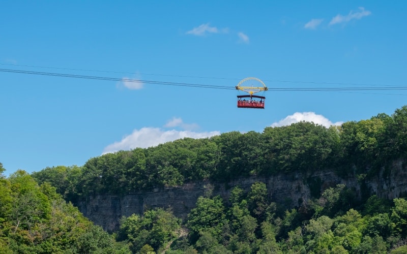 Teleférico suspendido sobre las Cataratas del Niágara