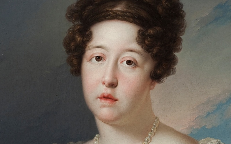 María Isabel de Braganza como fundadora del Museo del Prado, obra de Bernardo López Piquer