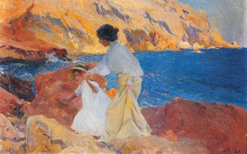 Clotilde y Elena en las rocas de Jávea, Sorolla. | Wikimedia