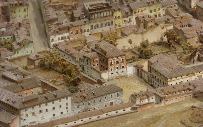 Plaza del Rey y Casa de las Siete Chimeneas en 1828, Modelo de Madrid, de Gil de Palacio