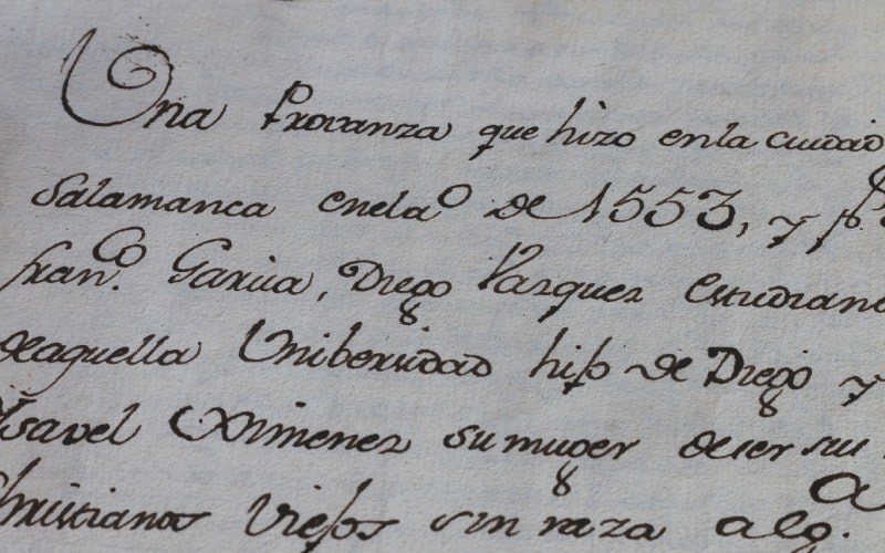 Ejemplo de manuscrito del siglo XVI