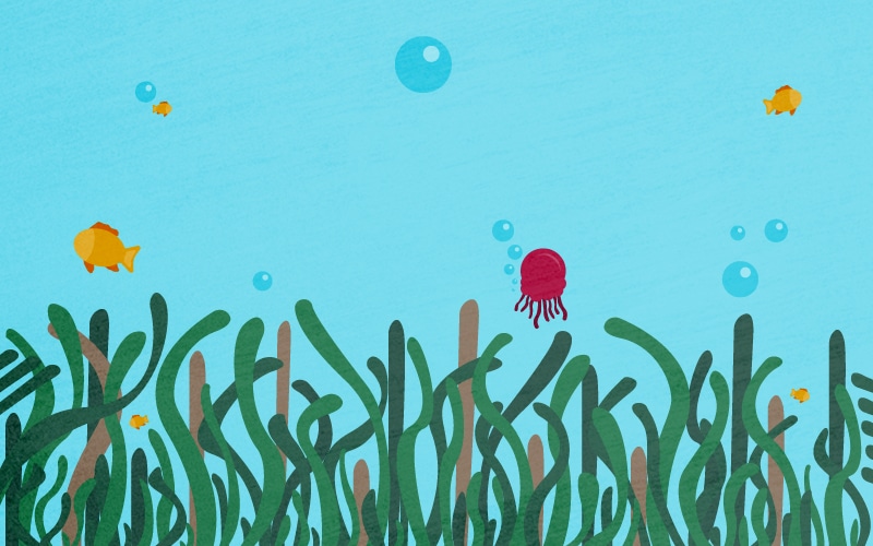 Ilustración de la planta acuática posidonia