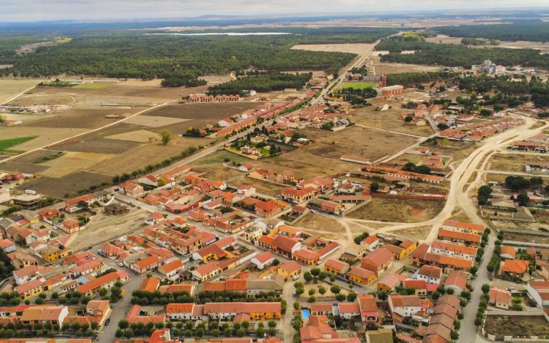 Vista aérea del pueblo de Coca