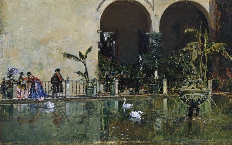 Cuadro Estanque en los jardines del Alcázar de Sevilla de Raimundo de Madrazo