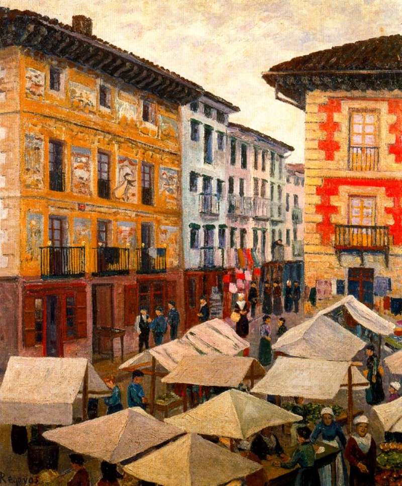 Cuadro de mercado de Villafranca de Oria de Darío de Regoyos