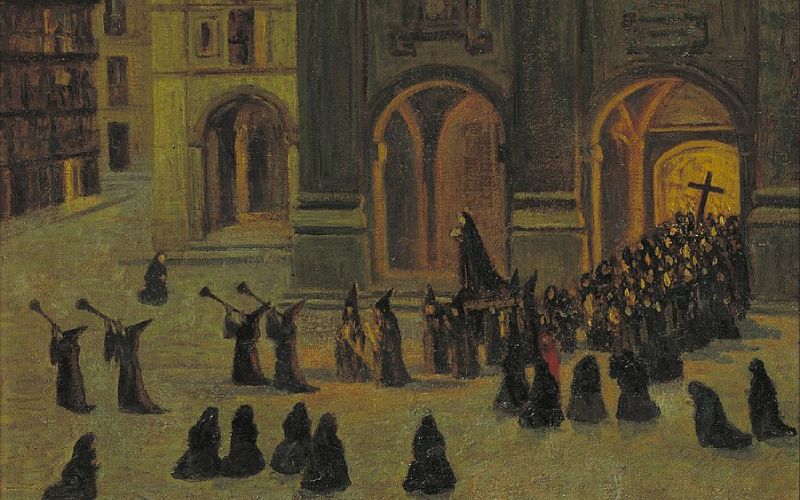 Cuadro de Regoyos sobre una procesión religiosa en Orduña
