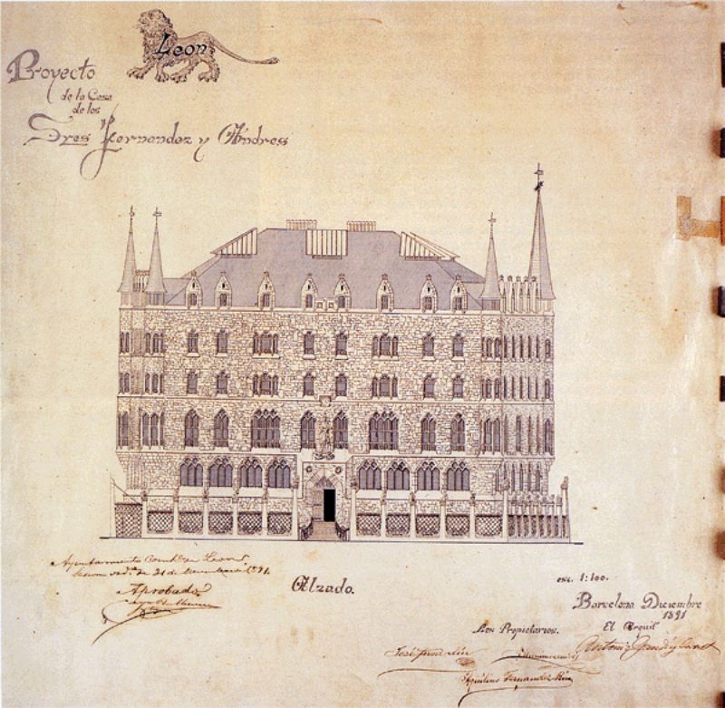 Alzado Casa Botines León