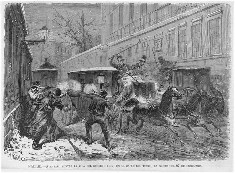 Ilustración del atentado de la Calle del Turco