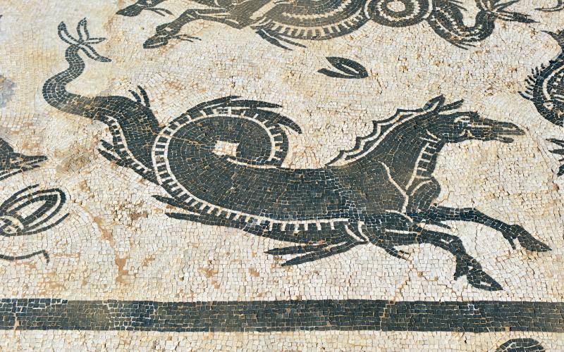 Mosaico de Hippocampus de la Casa de Neptuno Itálica