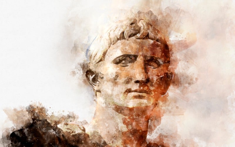 Acuarela de una escultura de Trajano