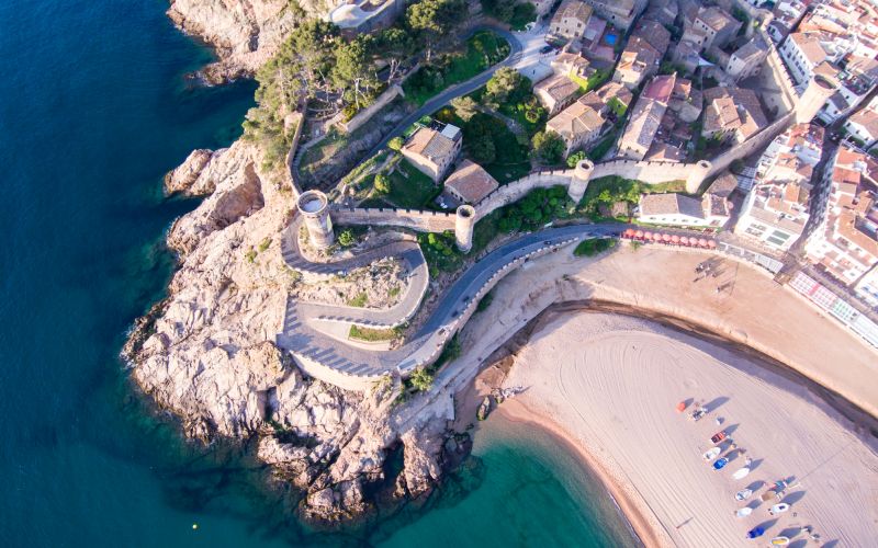 Vista aérea del castillo de Tossa de Mar