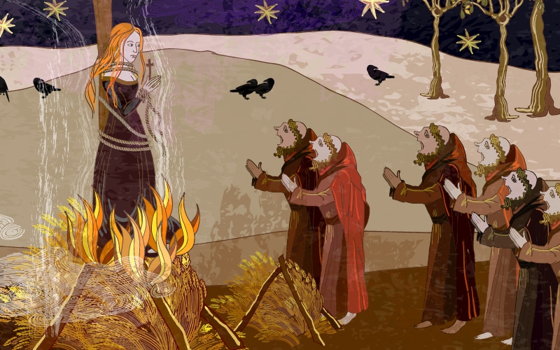 Ilustración de quema de una bruja