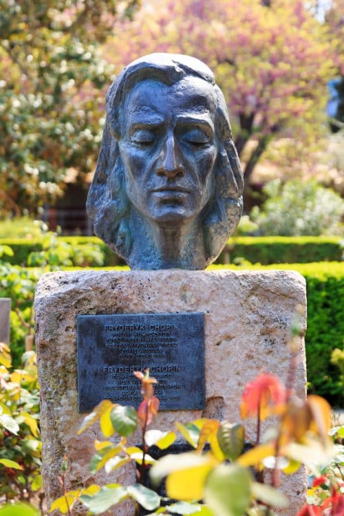 Estatua de Chopin en los jardines de la cartuja Valldemossa