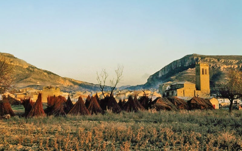 Haces de mimbres en las eras, en Priego