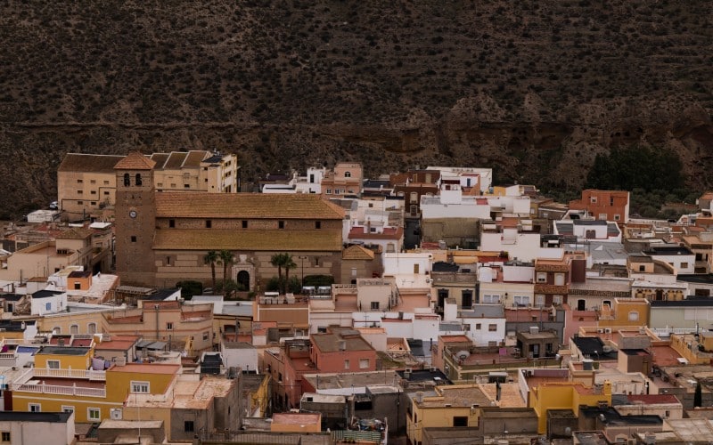 Vista aérea de la pequeña población de Tabernas