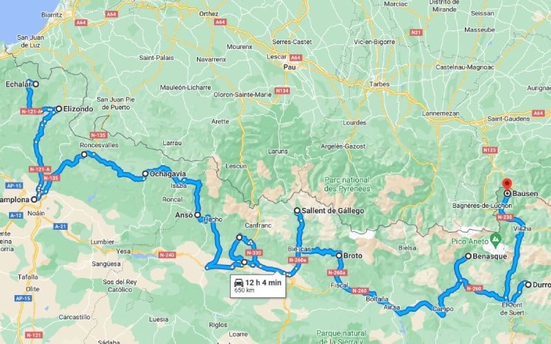 Ruta por carretera por los Pirineos