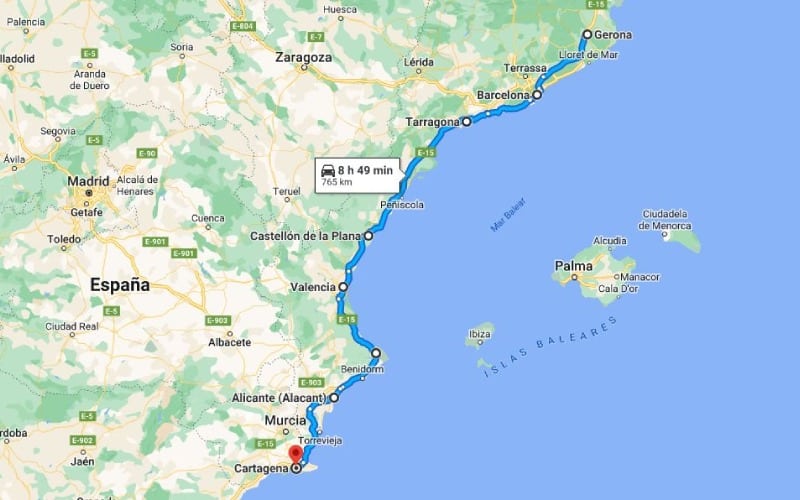 Ruta por carretera por el Levante