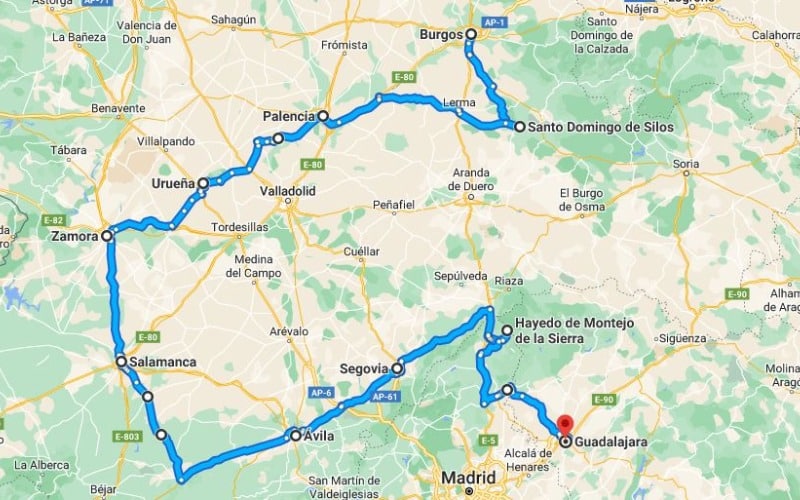 Ruta por carretera, de Burgos a Guadalajara descubriendo Castilla y León