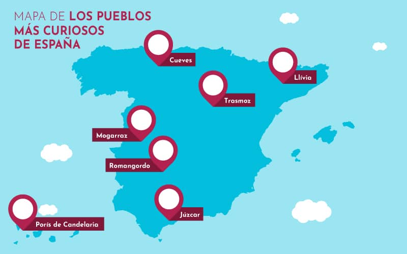 Mapa de los pueblos más curiosos de España