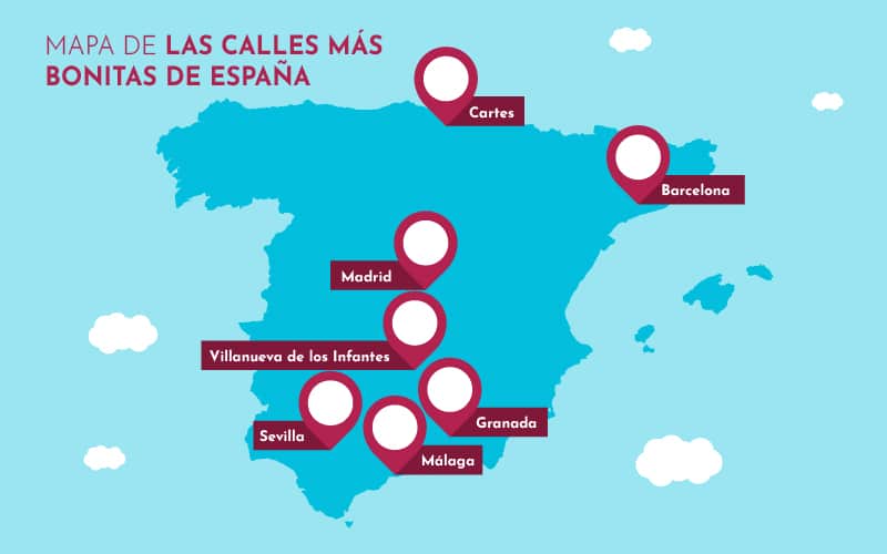 Mapa de las calles más bonitas de España