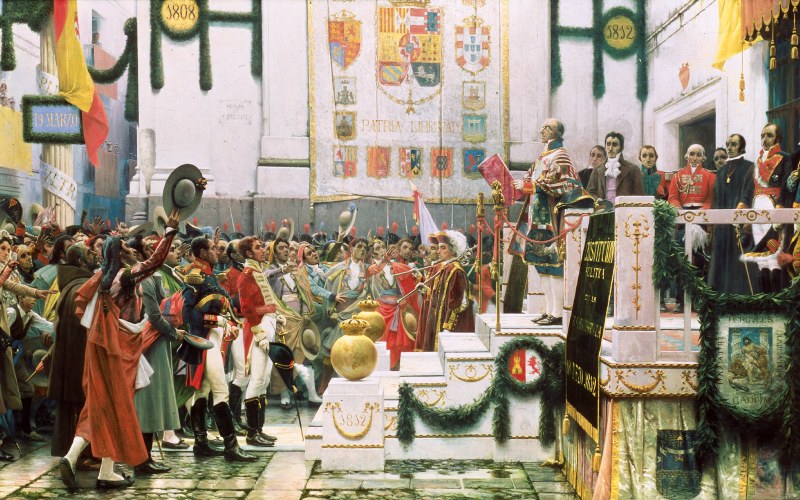 Promulgación de la Constitución de 1812, cuadro de Salvador Viniegra