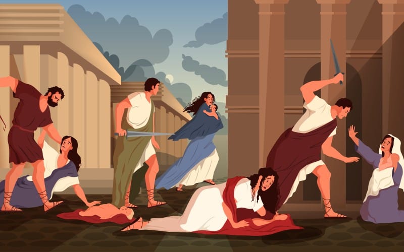 Ilustración que recuerda la matanza de los Santos Inocentes