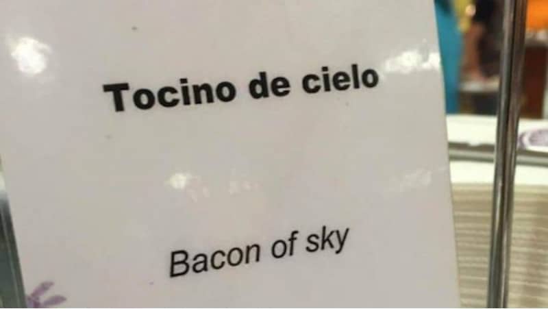 Traducciones divertidas de menús españoles