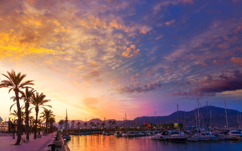 Atardecer desde el puerto deportivo de Cartagena