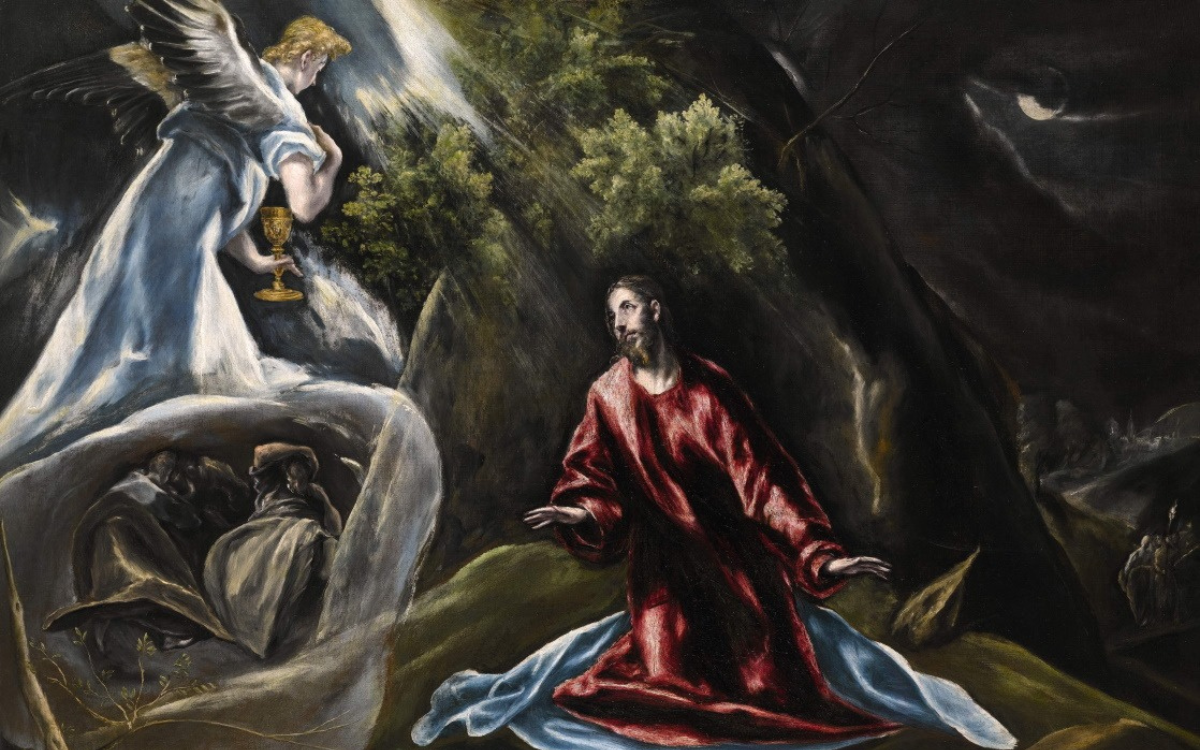 Detalle de La oración del huerto de Getsemaní, el Greco.