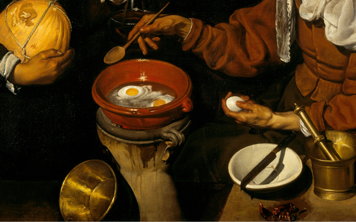 Detalle de Vieja friendo huevos, Diego Velázquez.