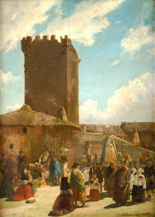 Procesión en Noviercas, de Valeriano Domínguez Bécquer, hermano del poeta.