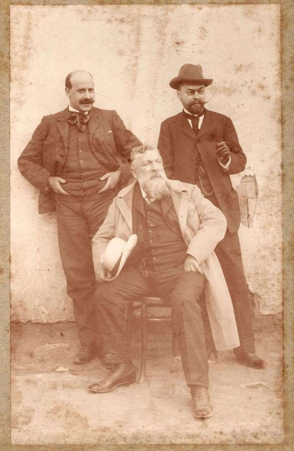 Rodin, Zuloaga y Shchukin durante su viaje en 1905. | Fototeca Archivo Fundación Zuloaga.