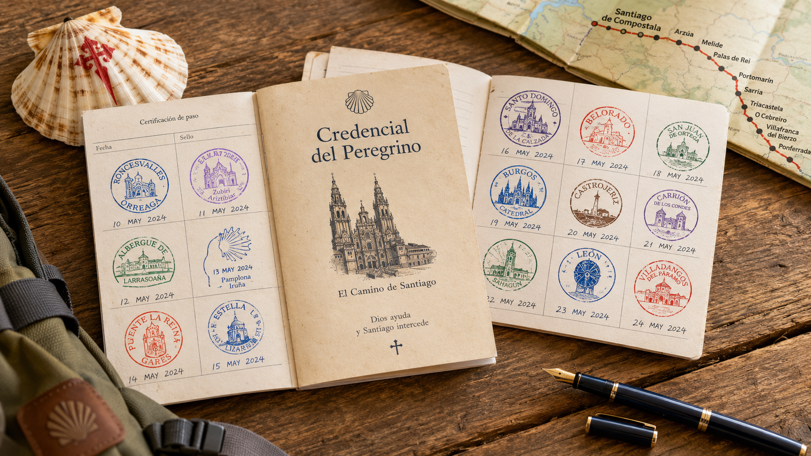 Credencial del Peregrino del Camino de Santiago. | IA