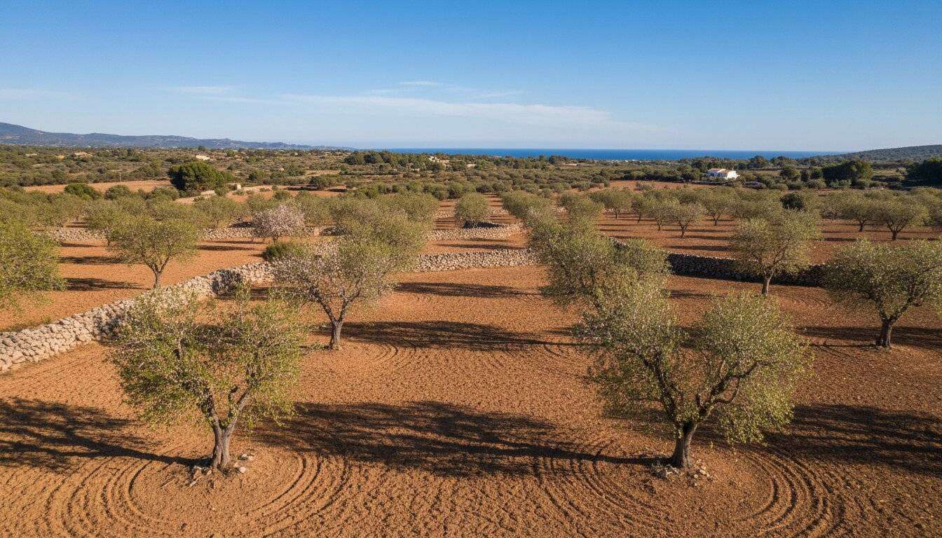 Las plantaciones de almendros forman parte del paisaje rural de Mallorca.